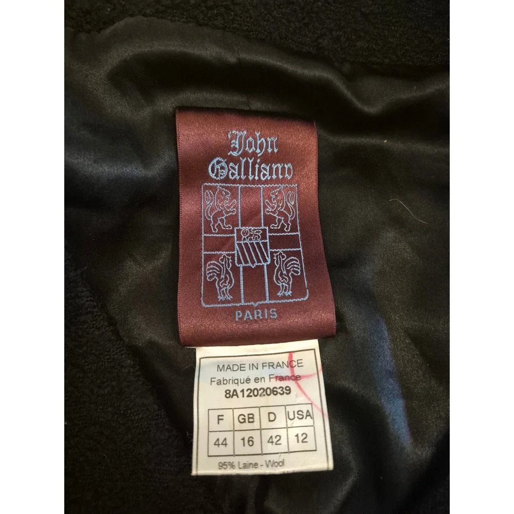 John Galliano Paris Wool Cropped Jacket - Women's - Attached Scarf Collar -